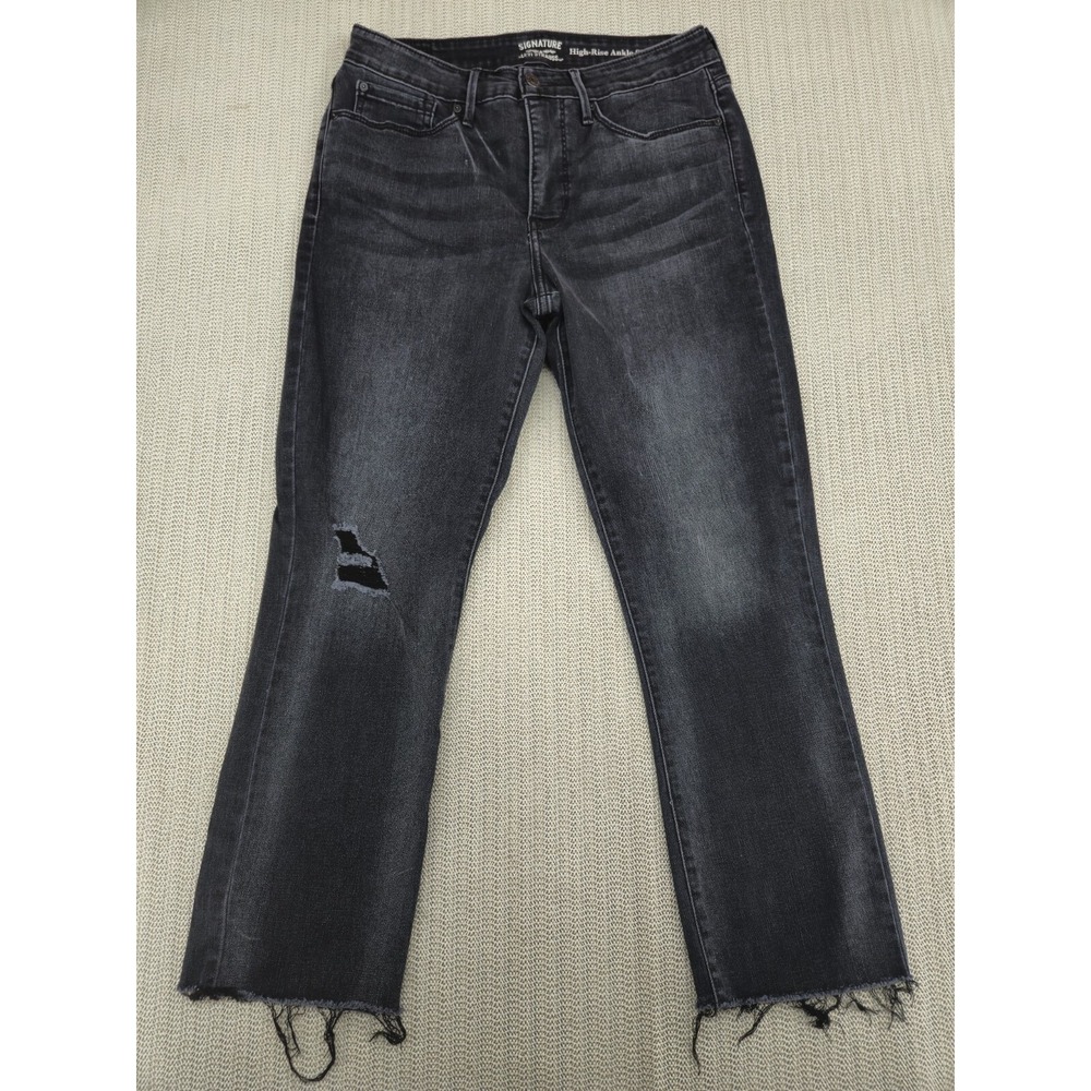 Levi's Signature Jeans Womens 10 30x25 Black Denim High Rise Ankle Slim